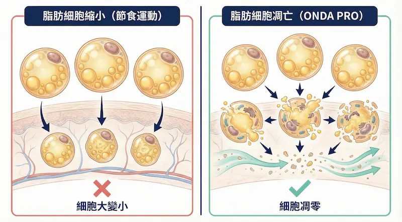 脂肪細胞不會「消失」，除非它死掉，ondapro之前你必須懂